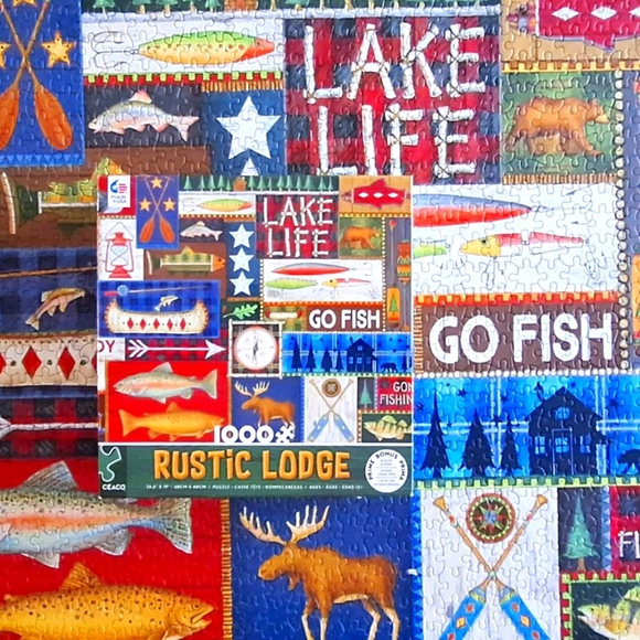 🧩 Jigsaw Puzzle 1000 pieces "Rustic Lodge" CEACO 🧩 - Picture 6 of 7